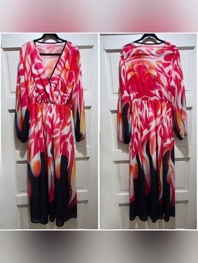 Vibrant Abstract Print Maxi Dress | Flowy Boho Chic Size XL NWOT